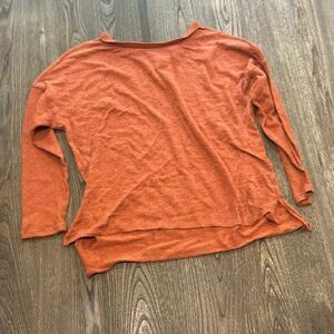 Joyspun Hacci Knit Sleep Top Long Sleeve Crewneck Sienna Burn Heather Size S